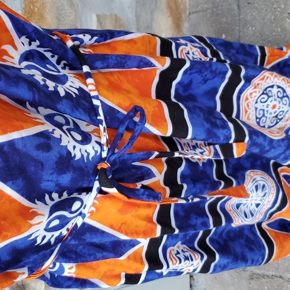 VINTAGE CARIBBEAN GIRL USA DRESS L ORANGE BLUE SUNDRESS LONG BEACH - Picture 8 of 9